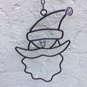 Santa w/Hanging Chain Christmas Winter Holiday Decor Metal Iron 9"x15"